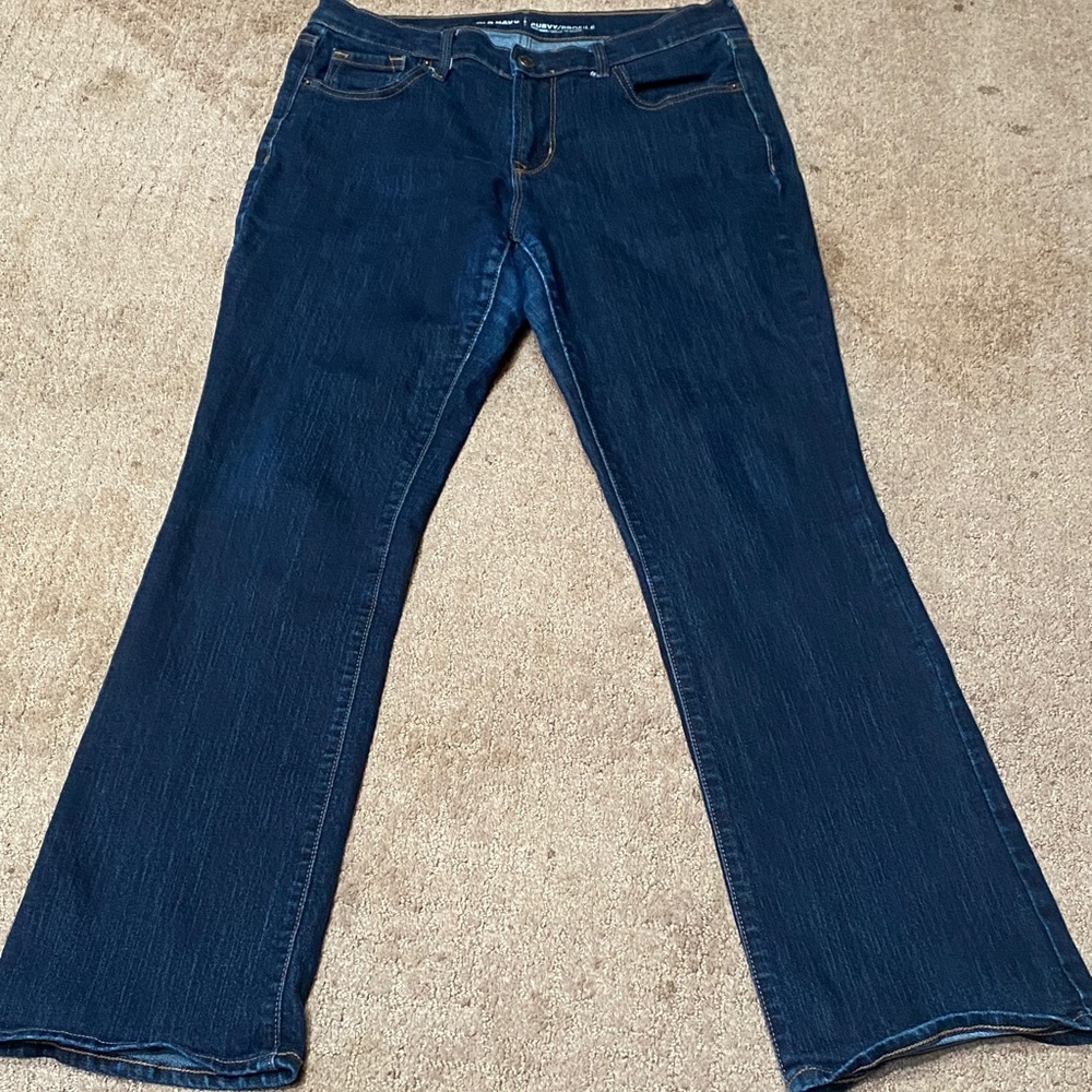 Old Navy Curvy Mid-Rise Size 6 Short Dark Blue Wide Leg Jeans Casual Denim